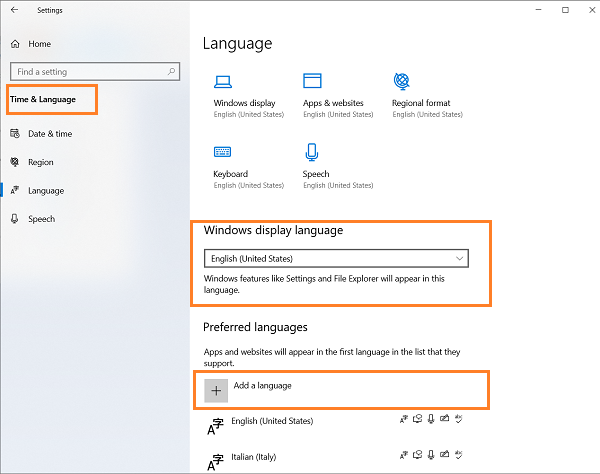 How to change system language on Windows 10