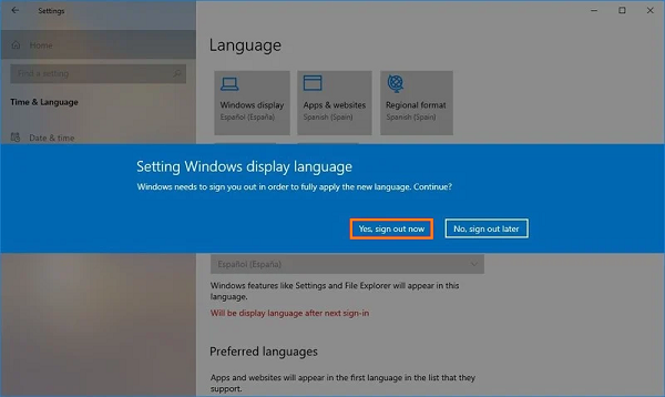 How to change system language on Windows 10